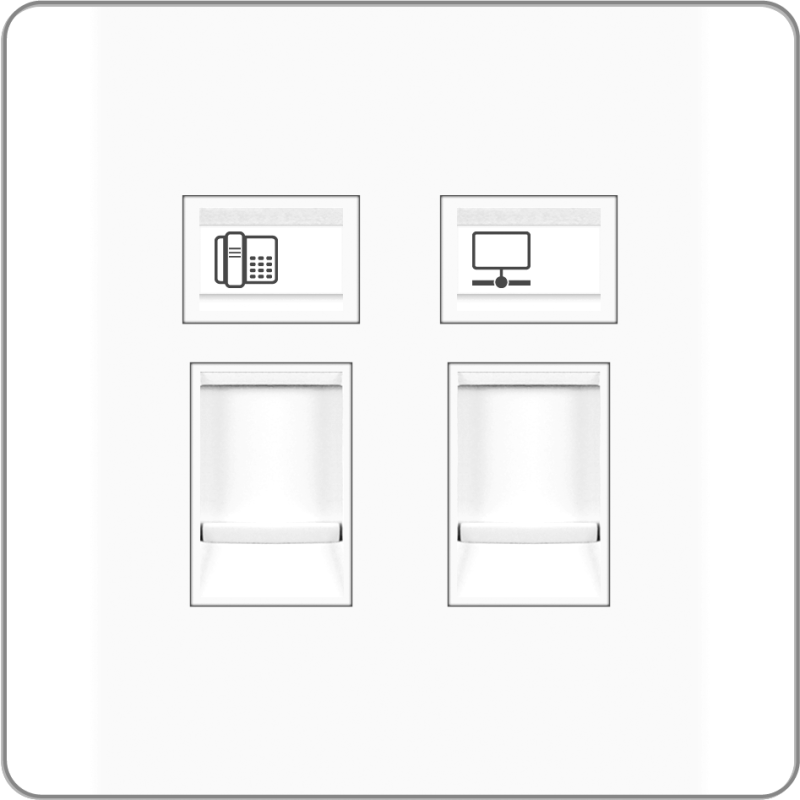 B20 4 contact RJ11 CAT3 telephone outlet + CAT6 data outlet