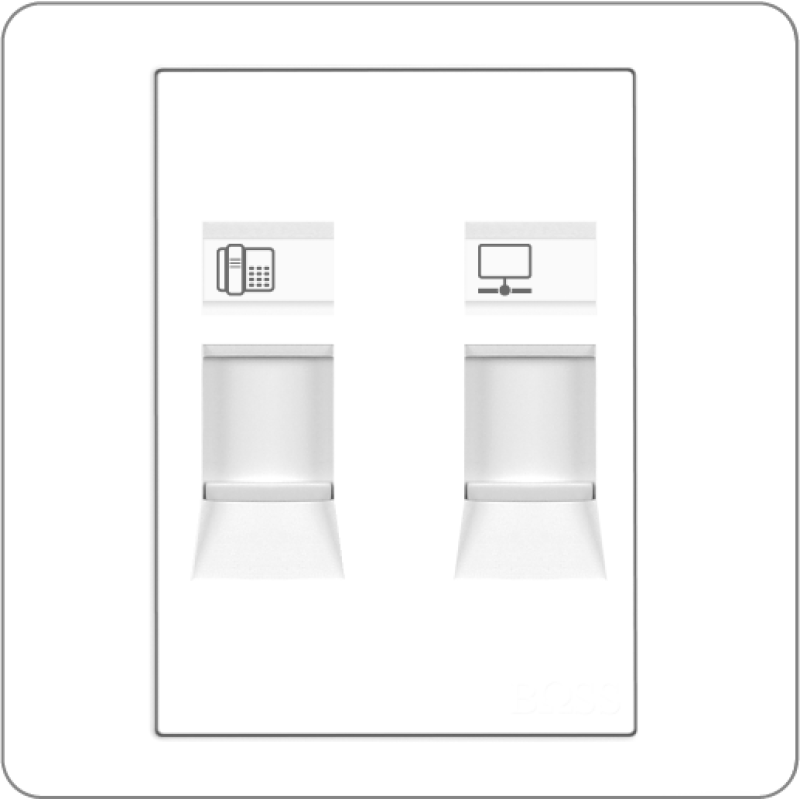 B2000 4 Contact RJ11 CAT3 Telephone Outlet + CAT6 Data Outlet