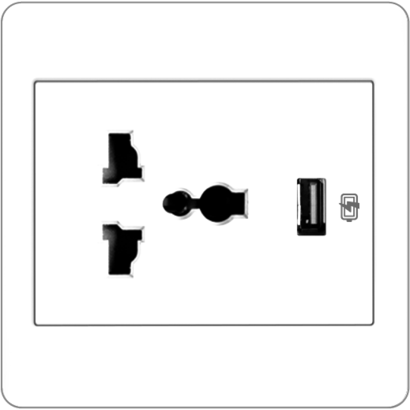 B2000L Universal Socket Outlet w/ 2.5A USB Charger