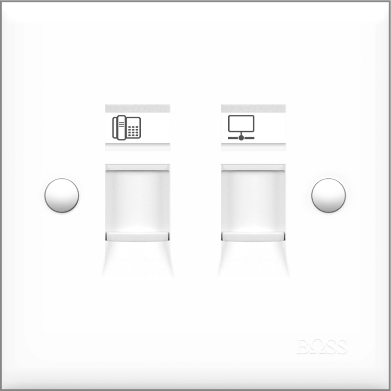 B30 4 contact RJ11 CAT3 telephone outlet + CAT6 data outlet