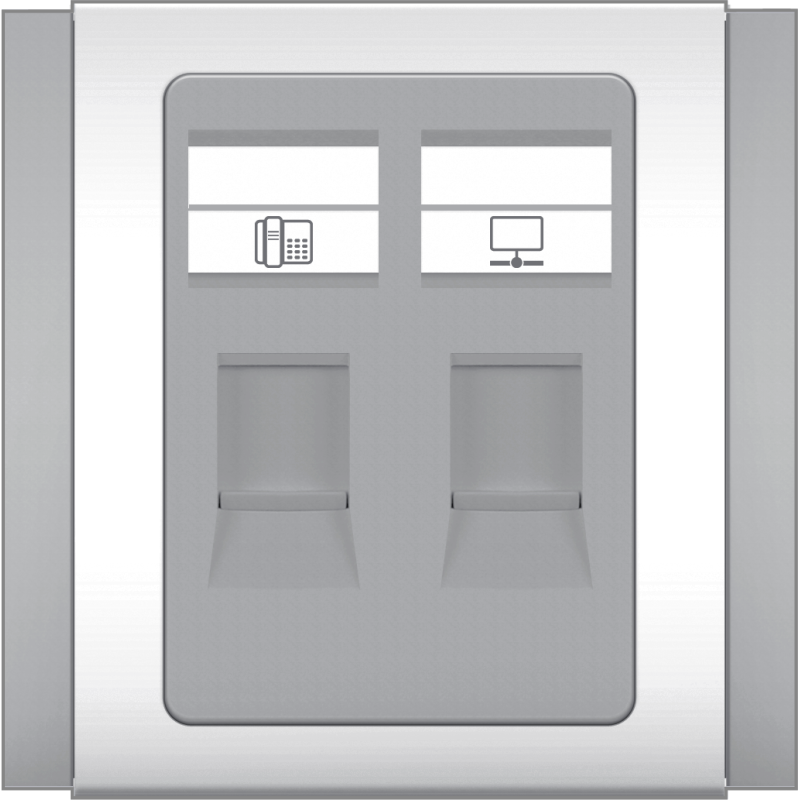 B3000 4 Contact RJ11 CAT3 Telephone Outlet + CAT6 Data Outlet (Grey)