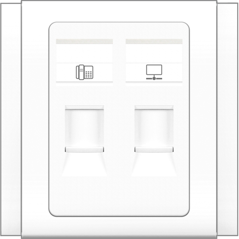 B3000 4 Contact RJ11 CAT3 Telephone Outlet + CAT6 Data Outlet (White)