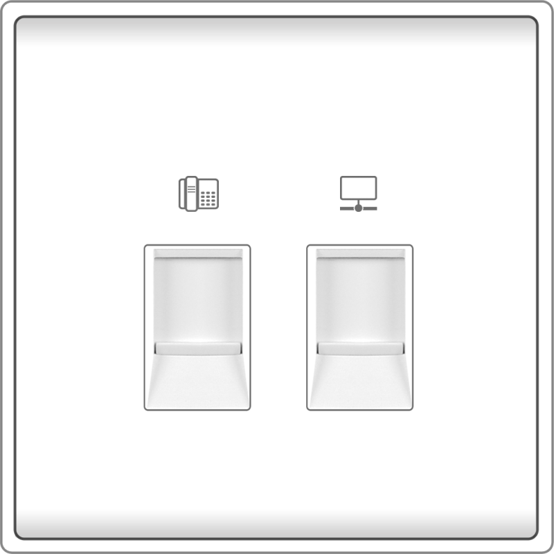 B5000 Telephone Outlet RJ11 CAT3 4 Contact + CAT6 Data Outlet