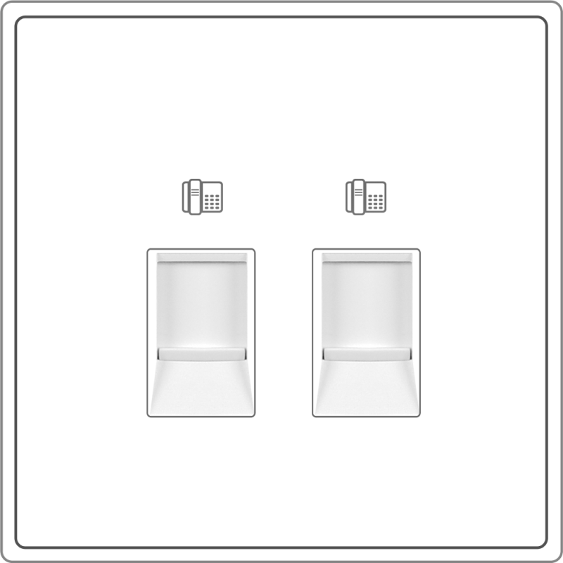 B5000S 2 Gang Telephone Outlet RJ11 CAT3 4 Contact