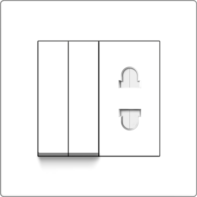 B1000 2 Gang 2 Way Switch w/ 2 Pin 16A Universal Socket Outlet