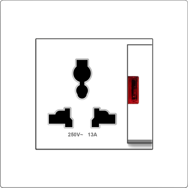 B1000 Universal Socket Outlet w/ Switch & Neon