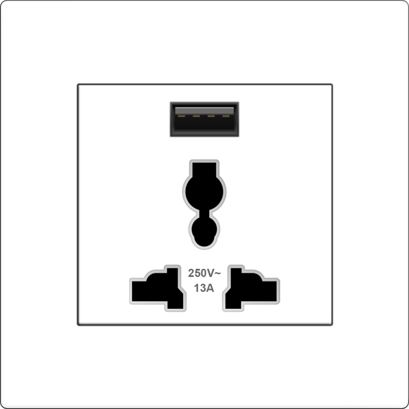 B1000 Universal Socket Outlet w/ 2.5A USB Charger