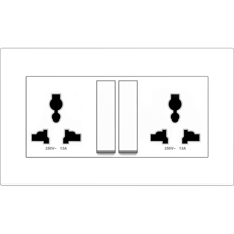 B1000 Twin Universal Socket Outlet w/ Switch B1000 Twin Universal Socket Outlet w/ Switch