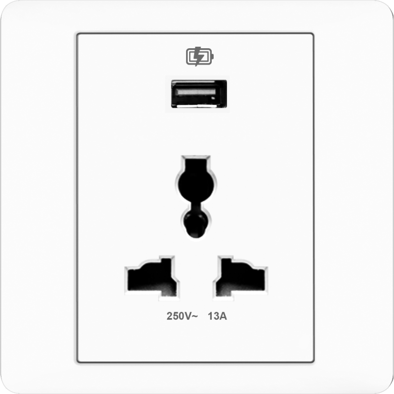 B2000 Universal Socket Outlet w/ 2.5A USB Charger
