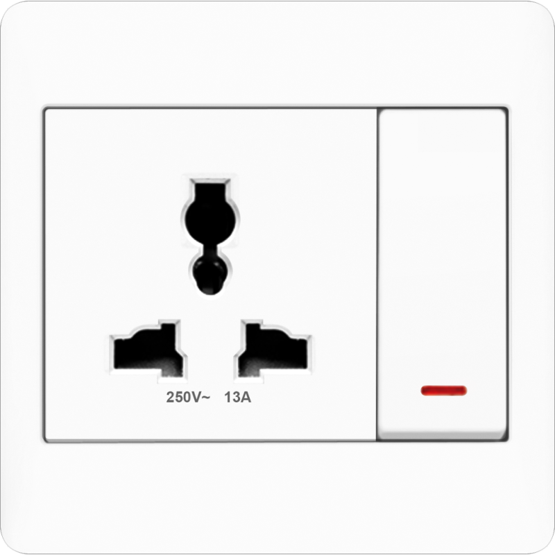 B2000L Universal Socket Outlet w/ Switch and Neon