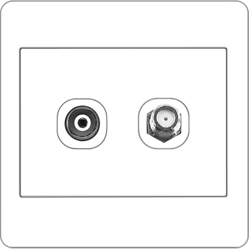B2000L 75 Ohm Coaxial TV Outlet + F-type TV Outlet