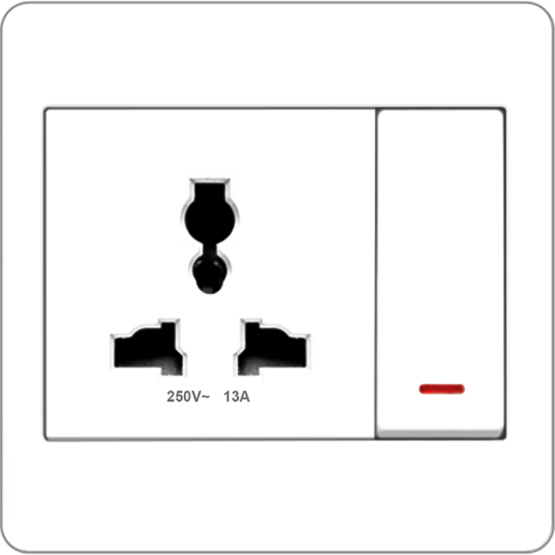 B2000L Universal Socket Outlet w/ Switch and Neon