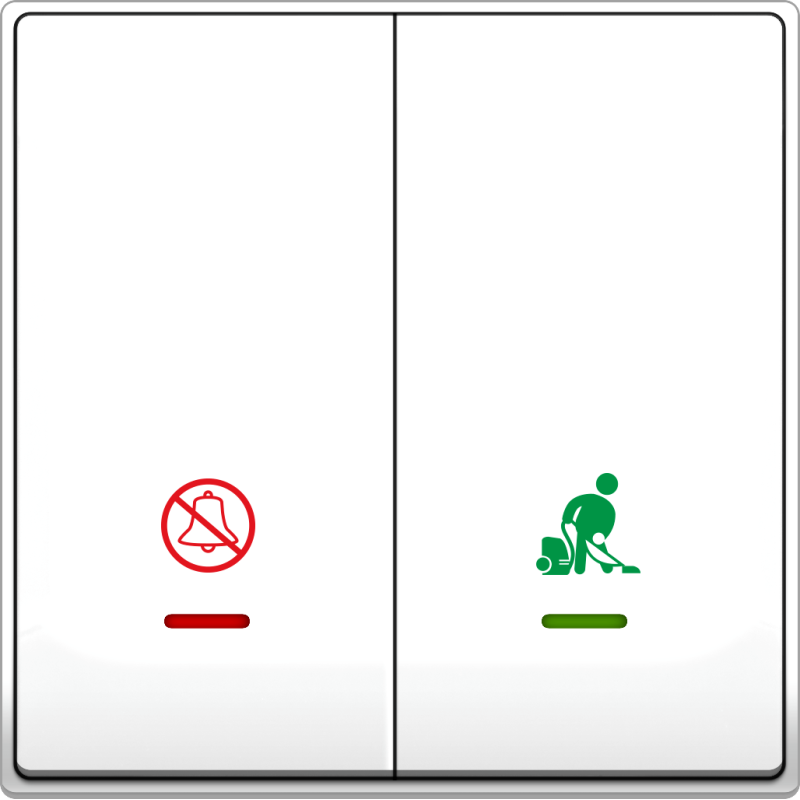 B5000 2 Gang 2 Way Switch + DND & MUR Logo w/ LED Indicator B5000 2 Gang 2 Way Switch + DND & MUR Logo w/ LED Indicator