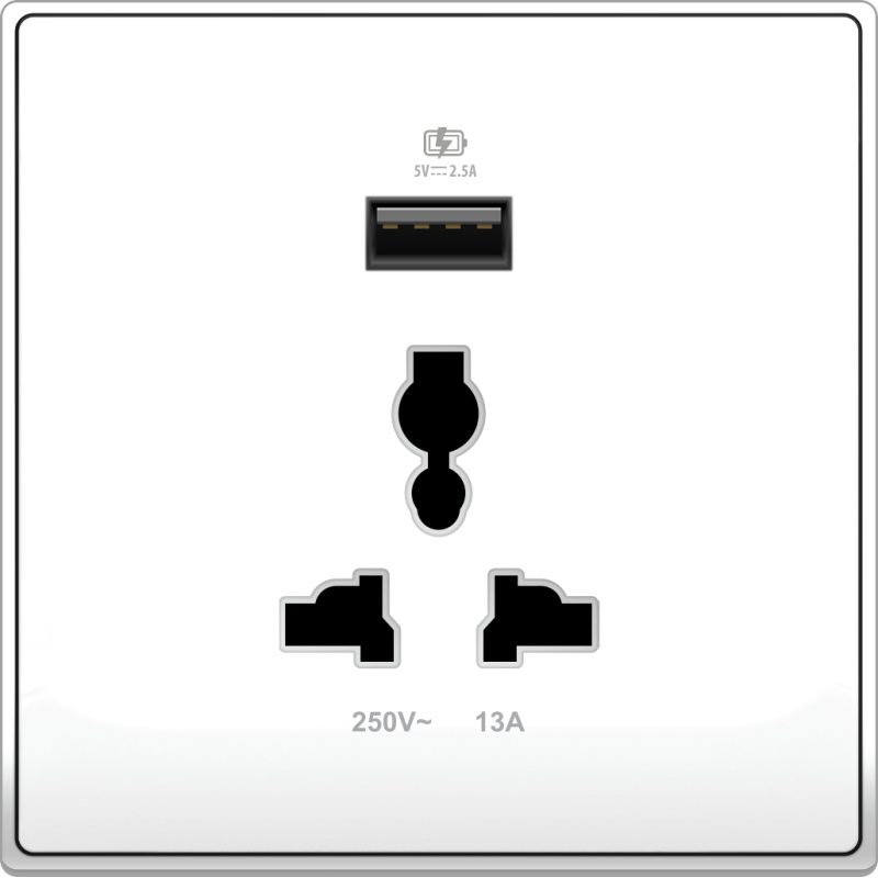 B5000 Universal Socket Outlet w/ 2.5A USB Charger