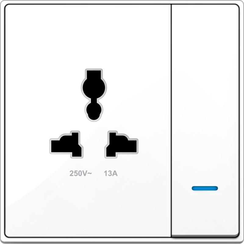 B5000S Universal Socket Outlet w/ Switch & Blue LED Indicator B5000S Universal Socket Outlet w/ Switch & Blue LED Indicator