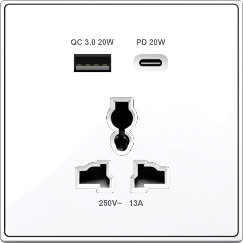 B5000S Universal Socket w/ Dual Port USB Charger B5000S Universal Socket w/ Dual Port USB Charger