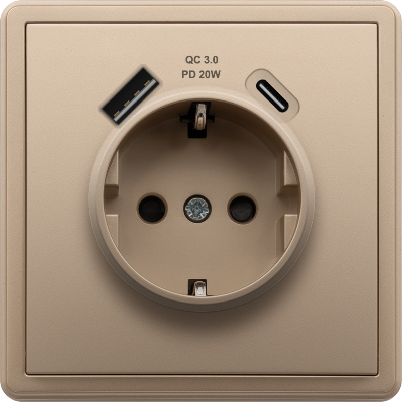 BE85426/16SPDC20 GDS 16A Schuko + 20W Charger USB A+C