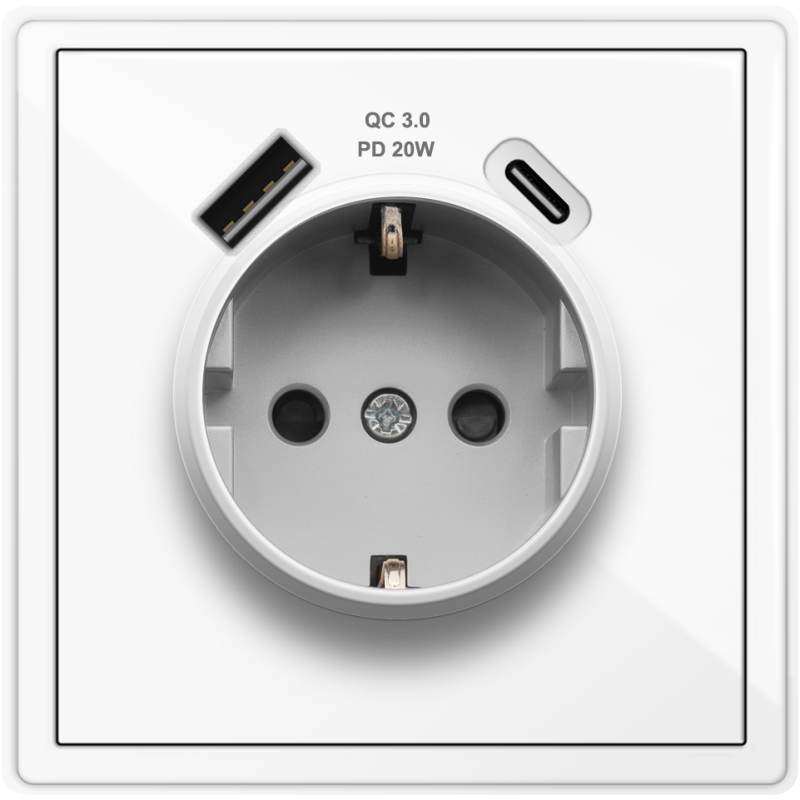 BE85426/16SPDC20 WES 16A Schuko + 20W Charger USB A+C
