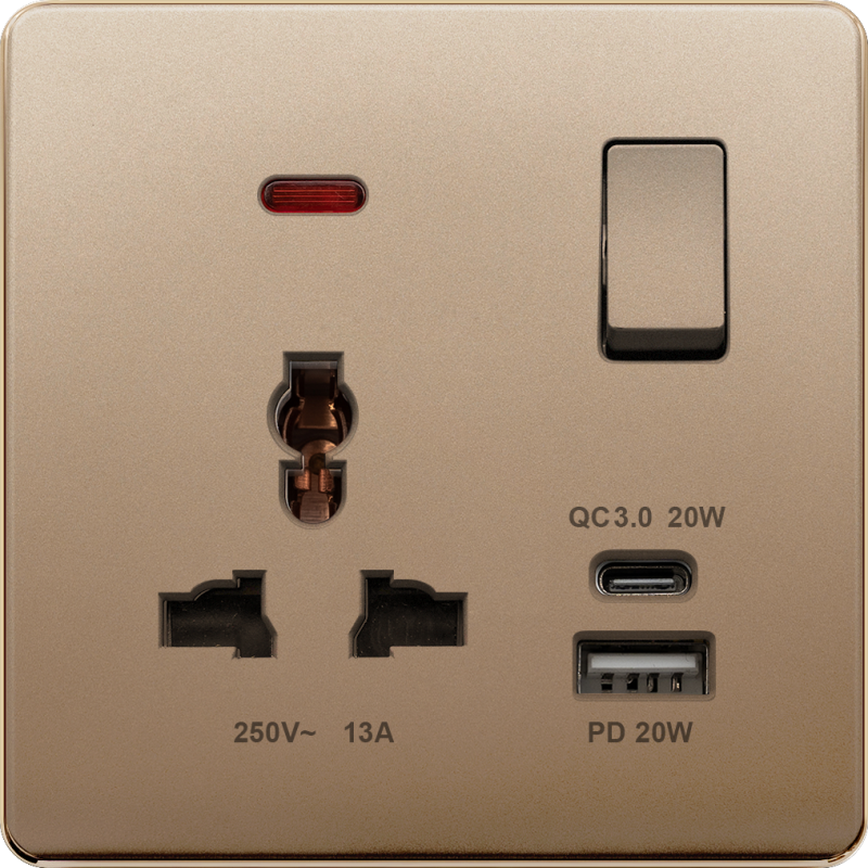 BE75113SPDC20 GDSC 13A Universal & 2 pin, 20W Charger USB A+C