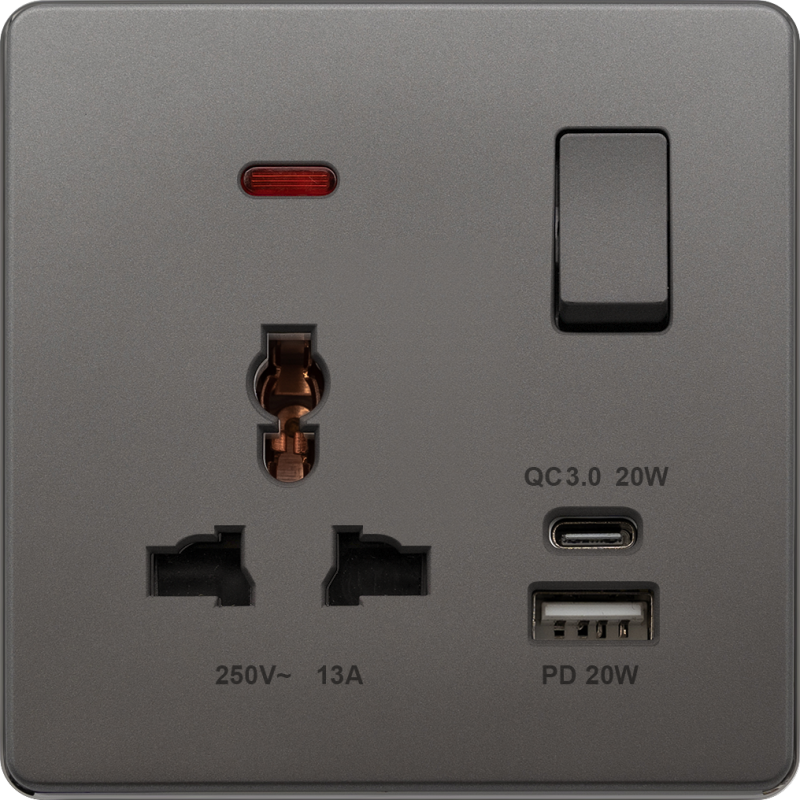 BE75113SPDC20 GYSC 13A Universal & 2 pin, 20W Charger USB A+C