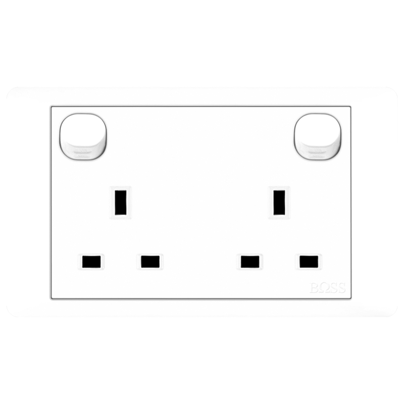 B2000 Twin BS Socket Outlet w/ Switch