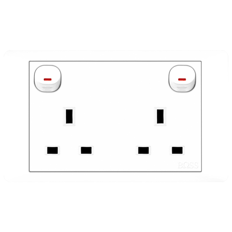 B2000 Twin BS Socket Outlet w/ Switch and Neon