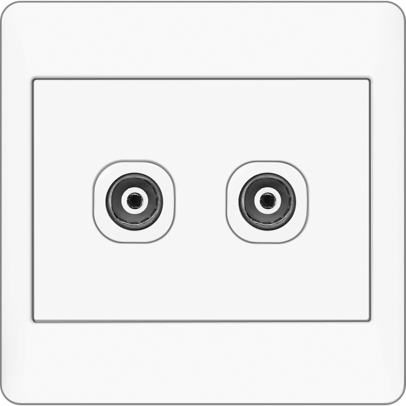 B2000L 2 Gang 75 Ohm Coaxial TV Outlet