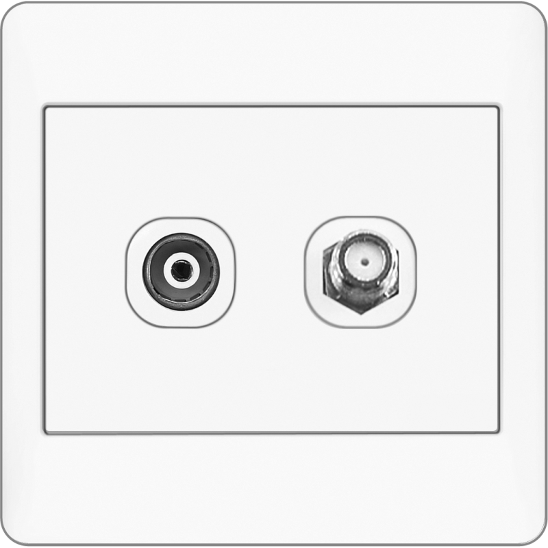 B2000L 75 Ohm Coaxial TV Outlet + F-type TV Outlet