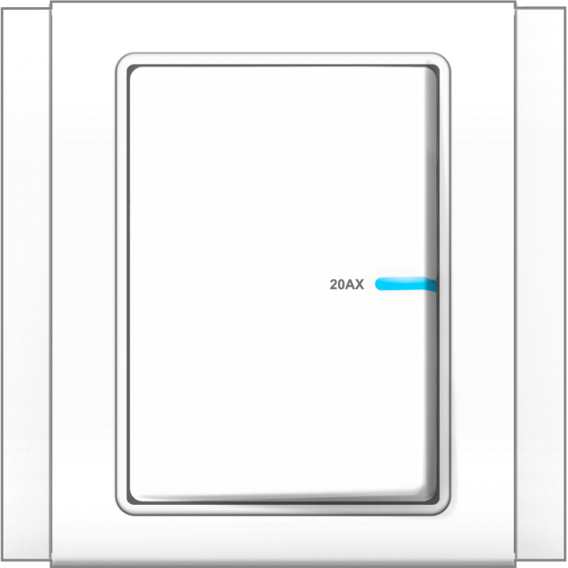 B3000 1 Gang Double Pole Switch w/ Blue LED Indicator (White)