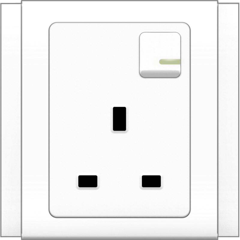 B3000 BS Socket Outlet w/ Switch & Fluorescent Indicator (White)