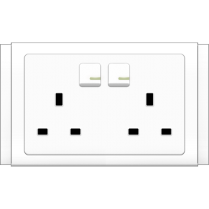 B3000 twin BS socket outlet w/ switch & ...