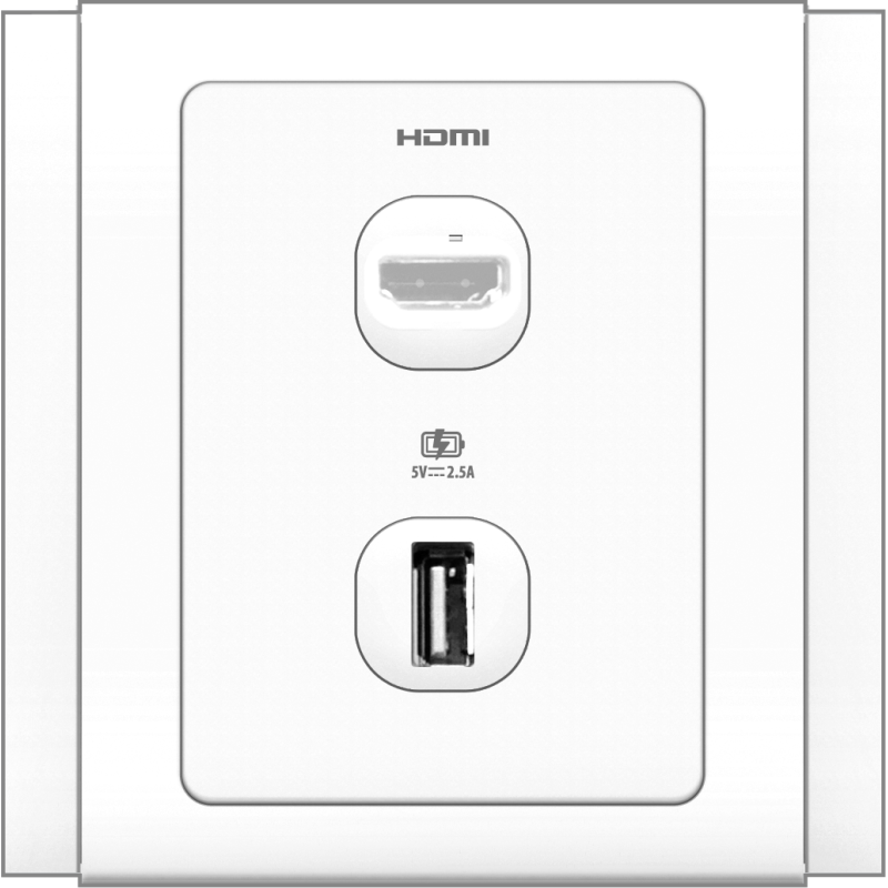 B3000 HDMI + USB Charger Outlet (White)