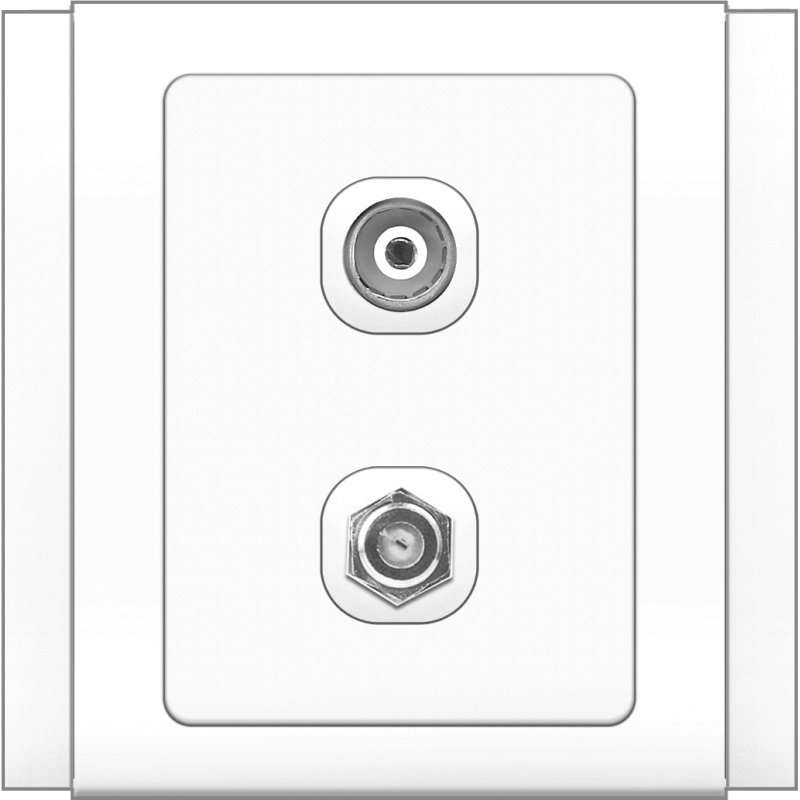B3000 75 Ohm Coaxial + F-Type TV Outlet (White)