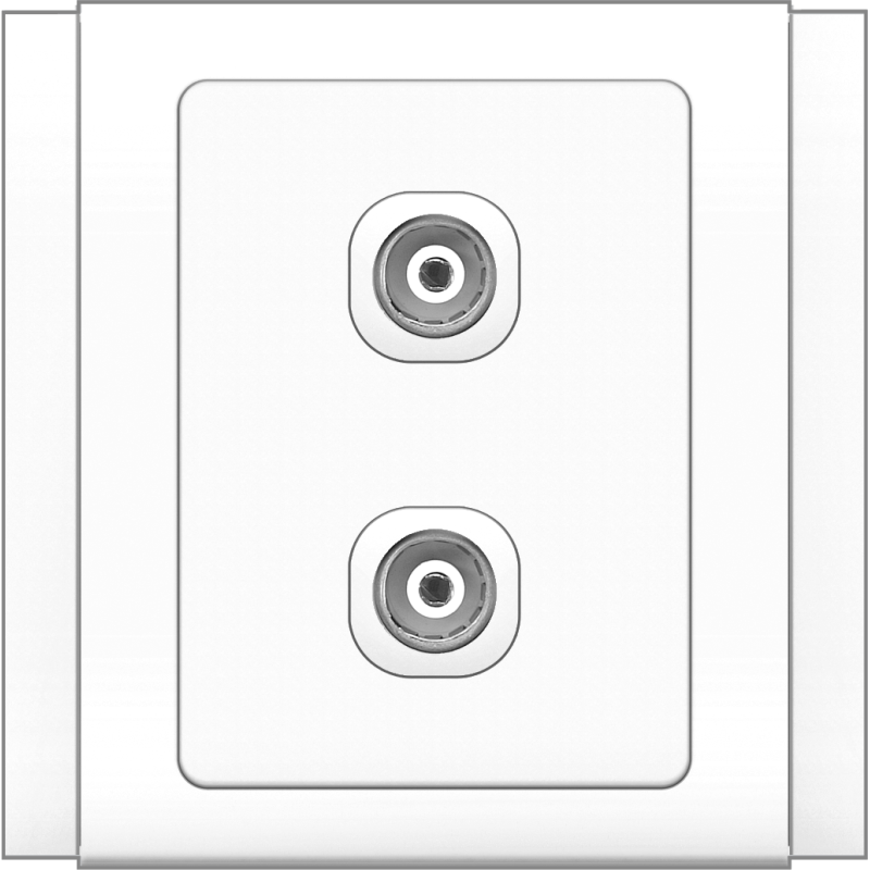 B3000 2 Gang 75 Ohm Coaxial TV Outlet (White)