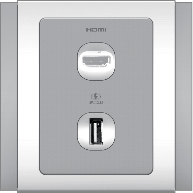 B3000 HDMI + USB Charger Outlet (Grey)
