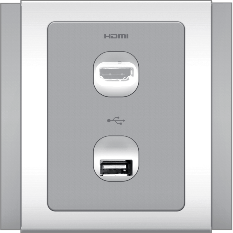 B3000 HDMI + USB Connection Outlet (Grey)