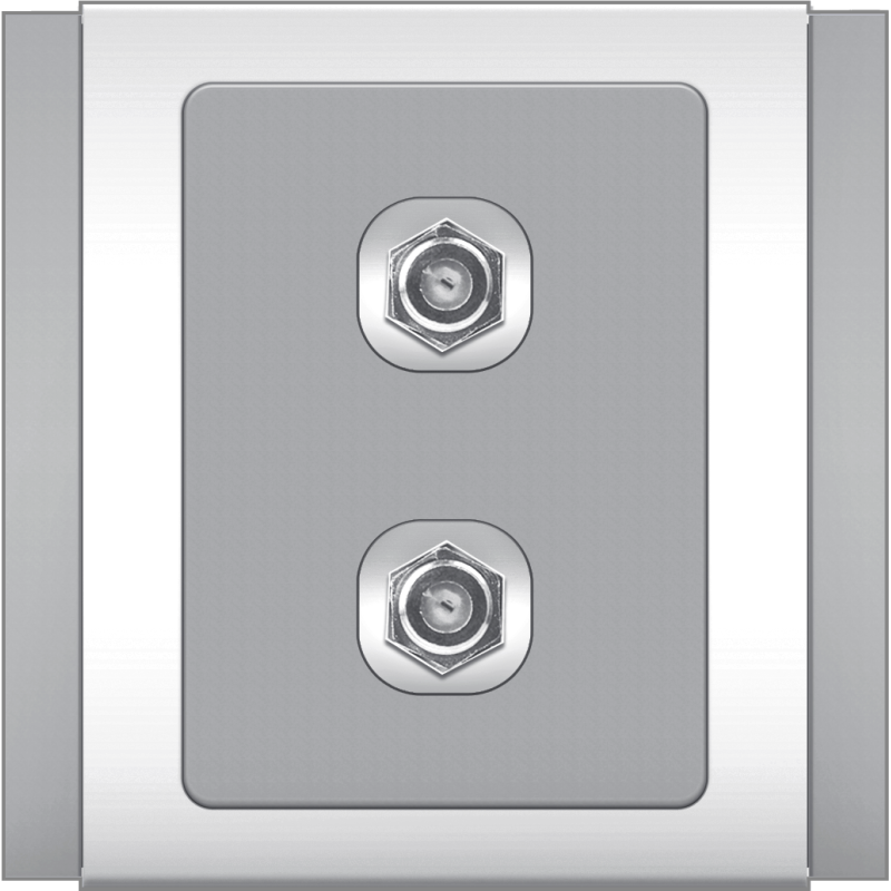 B3000 2 Gang F-type TV Outlet (Grey)