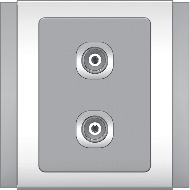 B3000 2 Gang 75 Ohm Coaxial TV Outlet (Grey)