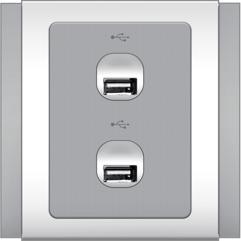 B3000 2 Gang USB Connection Outlet (Grey)