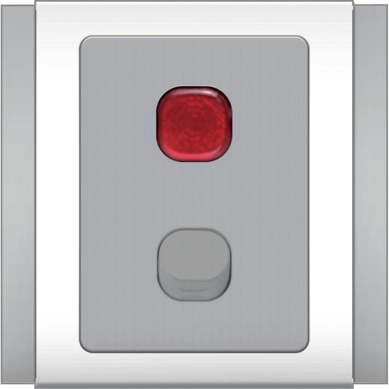 B3000 1 Gang Double Pole Switch w/ Neon Indicator (Grey)