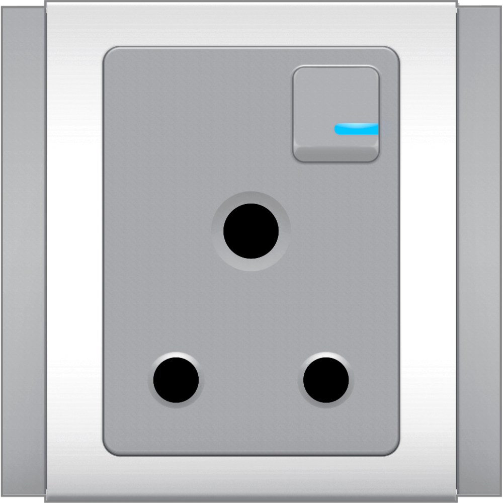 B3000 3 Round Pins w/ Switch & LED Indicator (Grey)