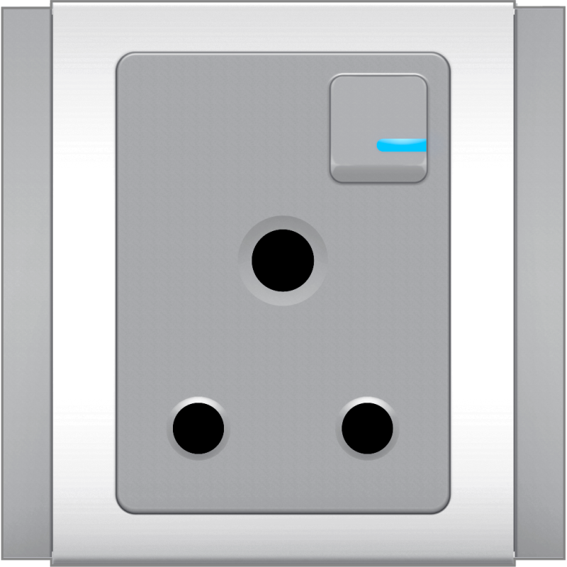 B3000 3 Round Pins w/ Switch & LED Indicator (Grey)