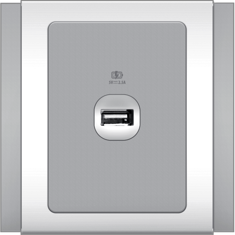 B3000 1 Gang USB Charger Outlet (Grey)