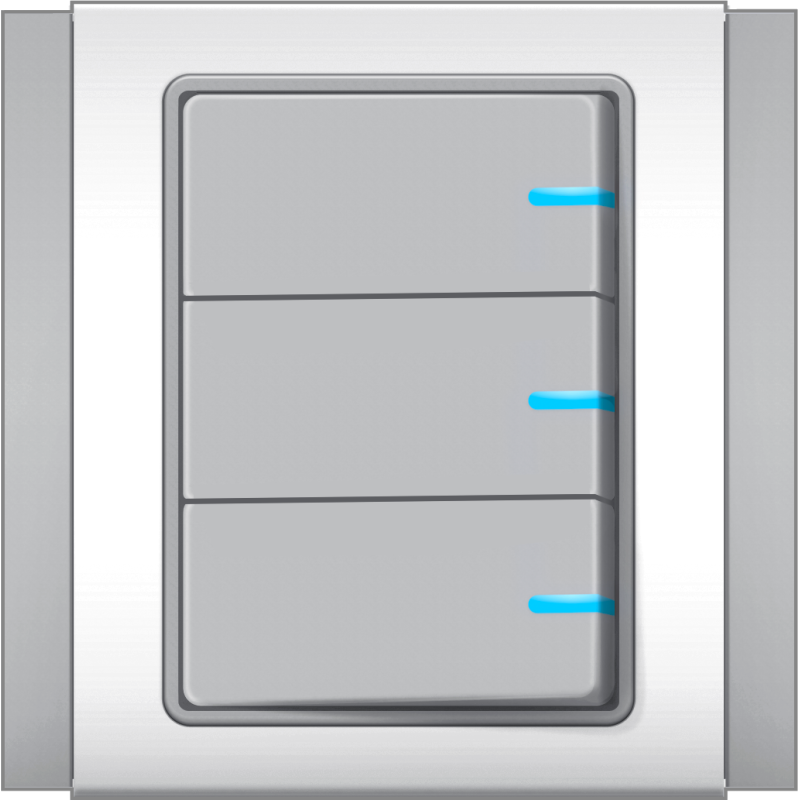B3000 3 Gang 1 Way Switch w/ Blue LED Indicator (Grey)