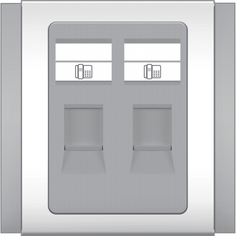 B3000 2 Gang 4 Contact RJ11 CAT3 Telephone Outlet (Grey)