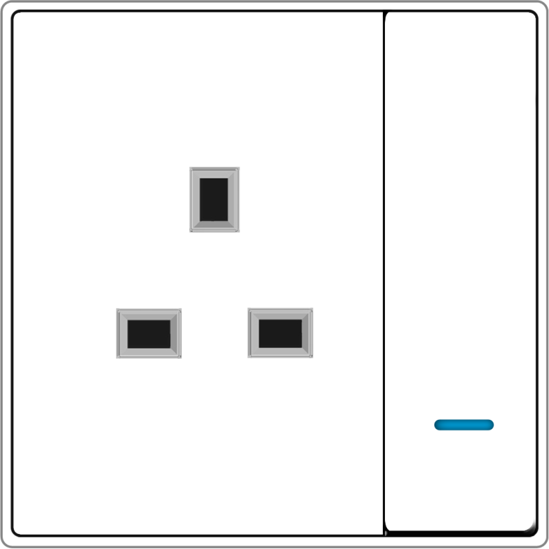 B5000S BS Socket Outlet w/ Switch & Blue LED Indicator