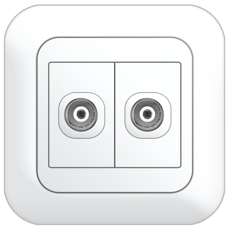 B80 2 gang 75 ohm Coaxial TV Outlet