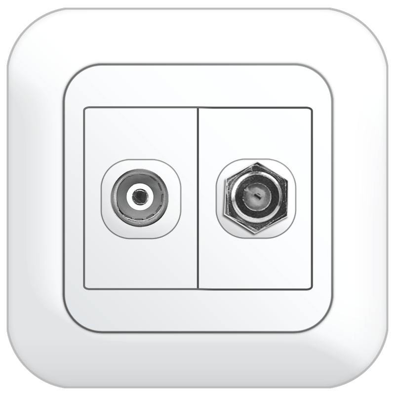 B80 75 Ohm Coaxial TV Outlet + F-type TV Outlet