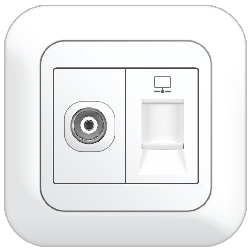 B82 75 Ohm Coaxial TV + CAT6 Data Outlet