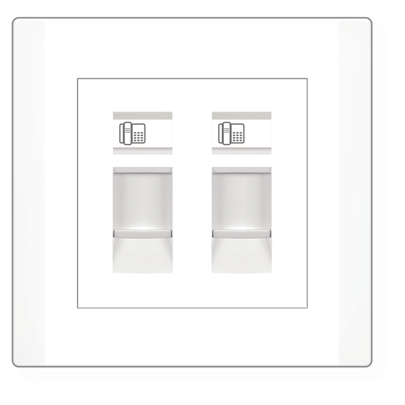 Violin 2 gang 4 contact RJ11 CAT3 telephone outlet